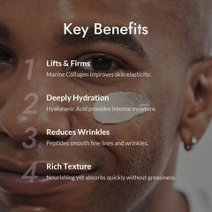 Texture closeup of MIZON Collagen Line cream showing rich moisturizing feel