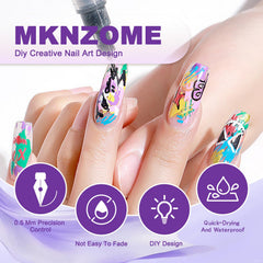 MKNZOME precision tip enables intricate nail patterns.