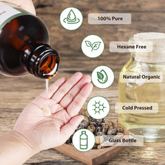 MMPANG glass bottle close-up shows hexane-free, cold-pressed purity for hair and skin