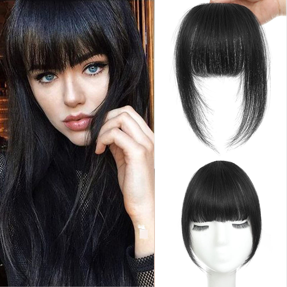 MOCA HAIR clip-in bangs front view shows natural blend for daily wear