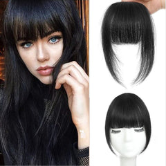 MOCA HAIR clip-in bangs front view shows natural blend for daily wear
