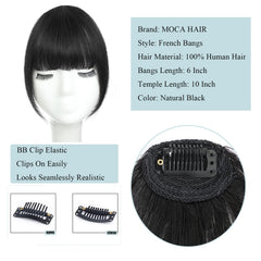 MOCA HAIR clip-in bangs side profile demonstrates discreet integration