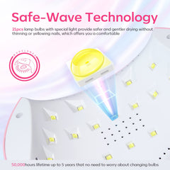 Modelones 21-led UV dual-light ensures faster curing across gel polishes.