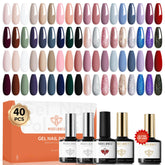 Modelones 40-pcs gel nail polish set in box; vibrant colors for DIY nails