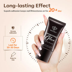 Modelones 4-in-1 Rhinestone Glue cures in minutes, ensuring quicker nail art sessions.