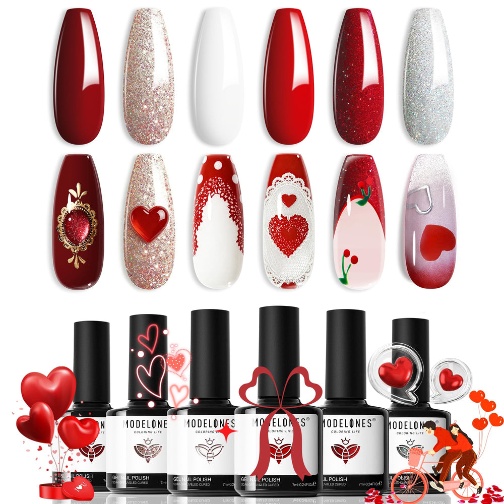 Modelones 6-color gel nail polish set with Color Window for easy shade selection