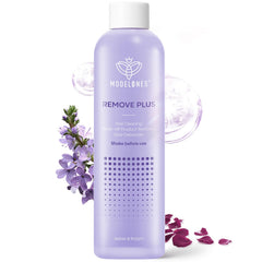 Modelones acetone remover bottle with lavender scent for quick polish removal.