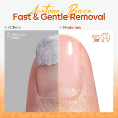 Modelones acetone remover supports gel polish removal with quick results and gentle botanicals.