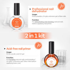 Modelones acid-free, HEMA-free nail prep bottle close-up for safe use.