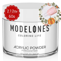 Modelones acrylic powder bottle close-up showing a clear base for durable DIY nails