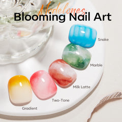 Modelones blooming designs swatch showing marble and tortoise patterns.