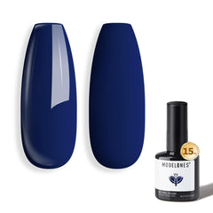 Modelones navy blue gel polish bottle shows rich color and glossy finish