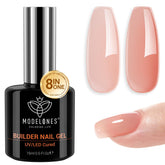 Modelones Builder Nail Gel apricot blush base shot for smooth foundation.