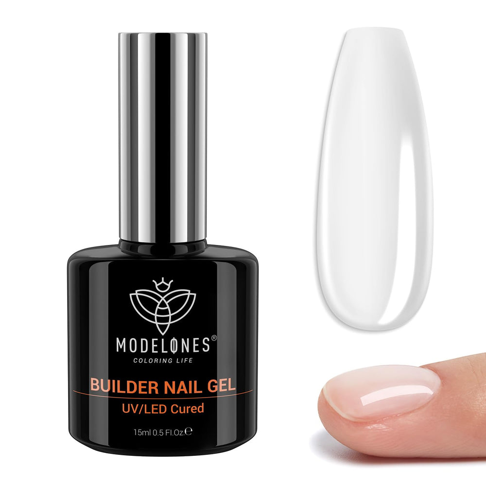 Modelones Builder Nail Gel clear bottle enables 7 in 1 DIY nail use.