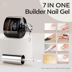 Modelones Builder Nail Gel under LED lamp for fast cure.