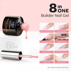 Modelones Builder Nail Gel rose nude pink bottle adds natural color while thickening the nail.
