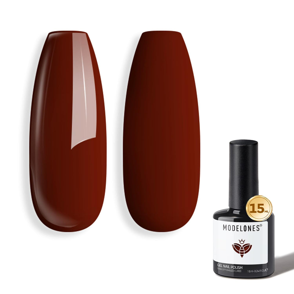 Modelones burgundy red gel nail polish bottle with rich color and glossy finish.