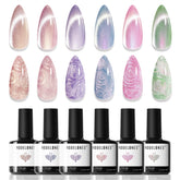 Modelones Cat Eye Gel Nail Polish with magnet creates a shimmering cat-eye look for chic nails.