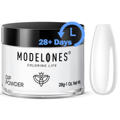 Modelones clear dip powder bottle ready for quick, long-lasting manicure at home.