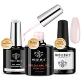 Modelones cover nude builder gel bottle creates a smooth, thick base for durable nails.