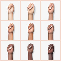 Modelones sheer nude powder on swatch for subtle nail enhancement.