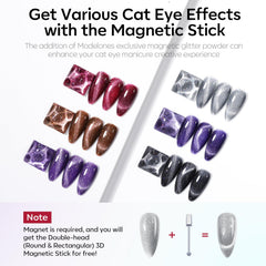 Modelones double-head magnetic stick demonstrates easy cat-eye designs.