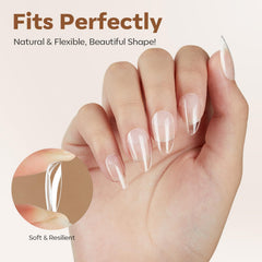 Modelones full-cover nail tips ready to apply for natural-looking extensions.