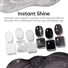 Modelones black gel polish bottle for bold, dramatic nails.