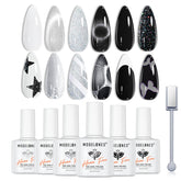 Modelones gel polish collection in six color bottles for salon-quality nails at home.