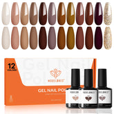 Modelones gel nail polish kit swatches in 12 winter colors for versatile looks.