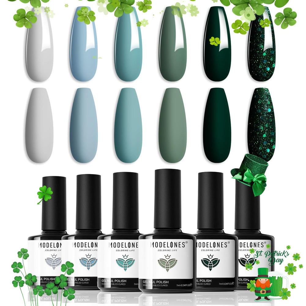 Modelones gel nail polish set in gift-ready box showing six colors for DIY nails.