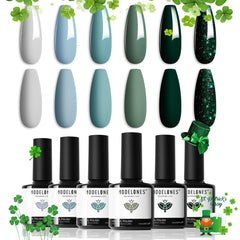 Modelones gel nail polish set in gift-ready box showing six colors for DIY nails.