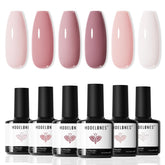 Modelones gel nail polish set with six colors on display for versatile everyday looks