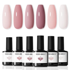 Modelones gel nail polish set with six colors on display for versatile everyday looks