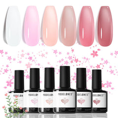 Modelones gel nail polish set with six colors for versatile jelly nails.