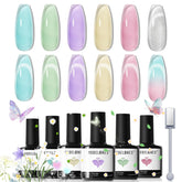 Modelones gel nail polish set with six pastel jelly colors for sheer, customizable manicures.
