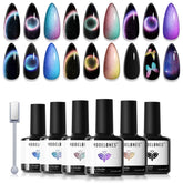 Modelones gel nail polish set with black base for bold cat-eye effects