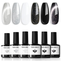Modelones gel nail polish set magnet cat-eye black for dramatic evening nails