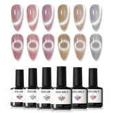 Modelones nude pink cat-eye gel polish for elegant everyday nails.