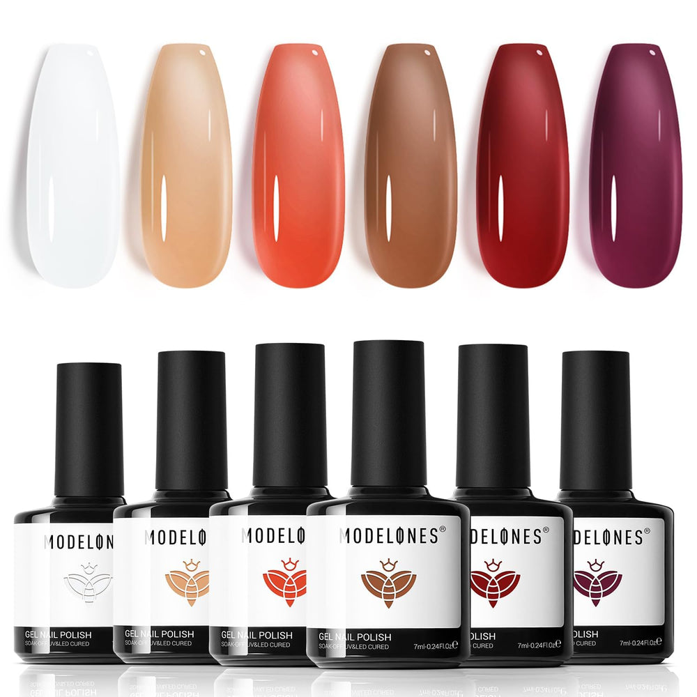 Modelones gel nail polish set white nude swatch for clean manicure