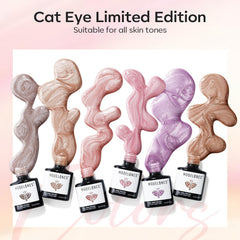 Modelones holographic glitter cat eye polish creates dynamic color-shifting effects.