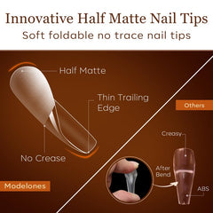 Modelones half matte coffin tips with improved grip for easy application