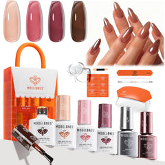 Modelones jelly gel nail kit with UV light for at-home salon results.