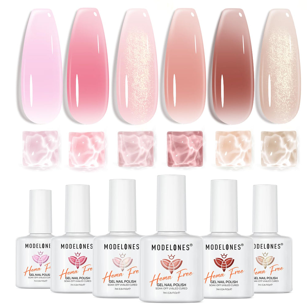 Modelones jelly gel nail polish six-color pack for versatile at‑home manicures