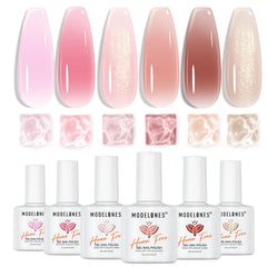 Modelones jelly gel nail polish six-color pack for versatile at‑home manicures