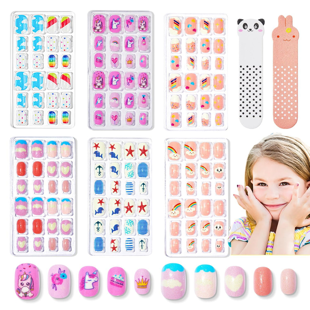 Modelones kids press-on nails with assorted sizes for easy at-home nail art.
