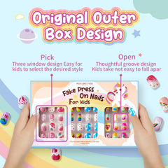 Modelones kids press-on nails rainbow candy colors for bright, playful nails.