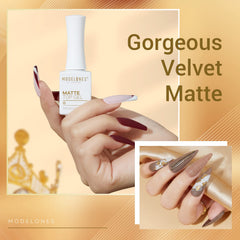 Modelones mirror top coat bottle adds lasting shine and protection.
