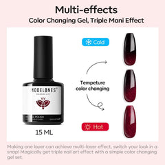 Modelones mood-change gel polish shows dual tone glitter for striking nails.