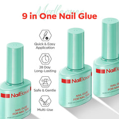 Modelones Nail Glue uv-led-cure shows fast setting under light for a flawless result.